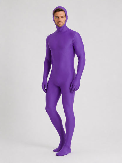 Purple Form-Fitting Bodysuit with Open Face product detail