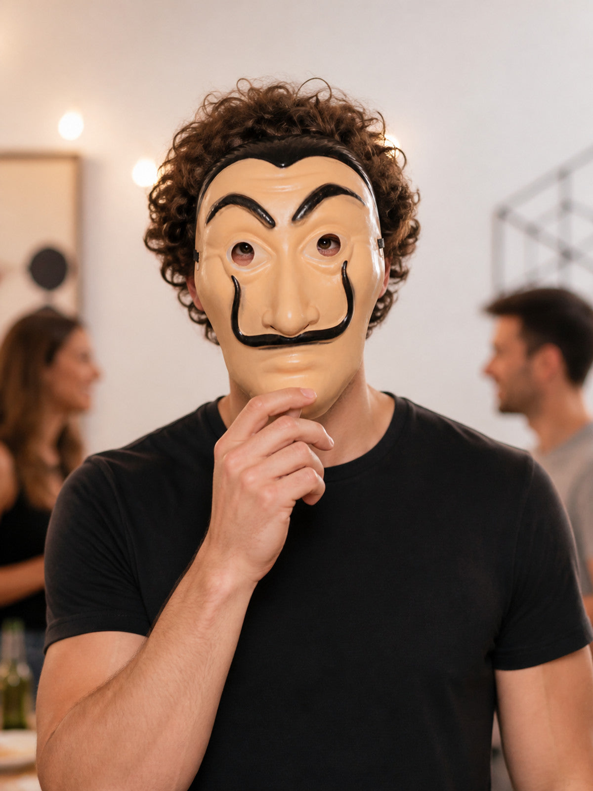 Full-Face Cosplay Mask with Black Mustache