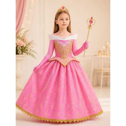 Pink Princess Costume with Crown and Scepter lifestyle view