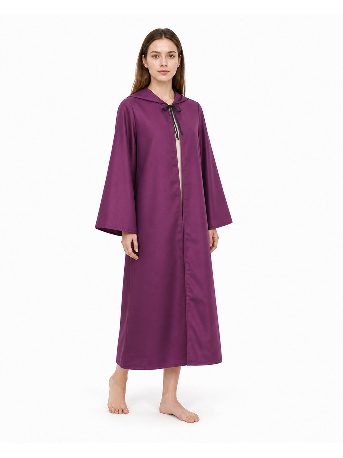Purple Hooded Zip-Up Cloak for Halloween