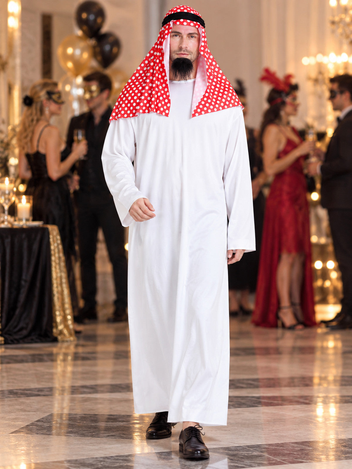 Carnival Costume with Polka-Dot Scarf and Beard