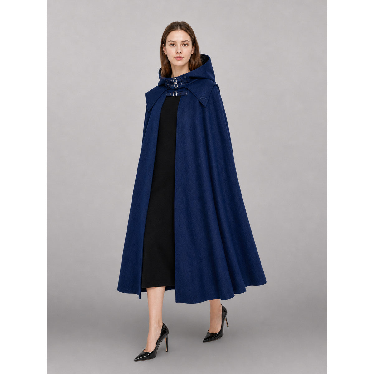 Black and Blue Gothic Carnival Cloak with Hood