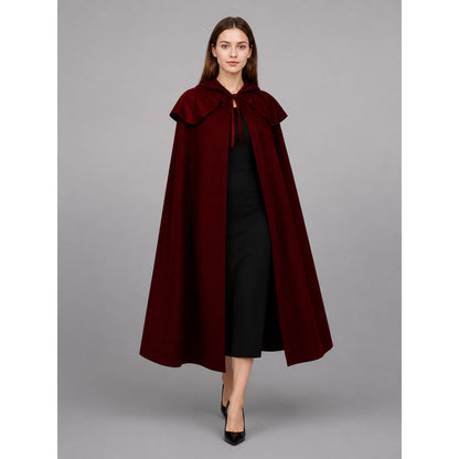 Dark Red Hooded Costume Cloak