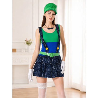 Performance carnival costume with green cap lifestyle