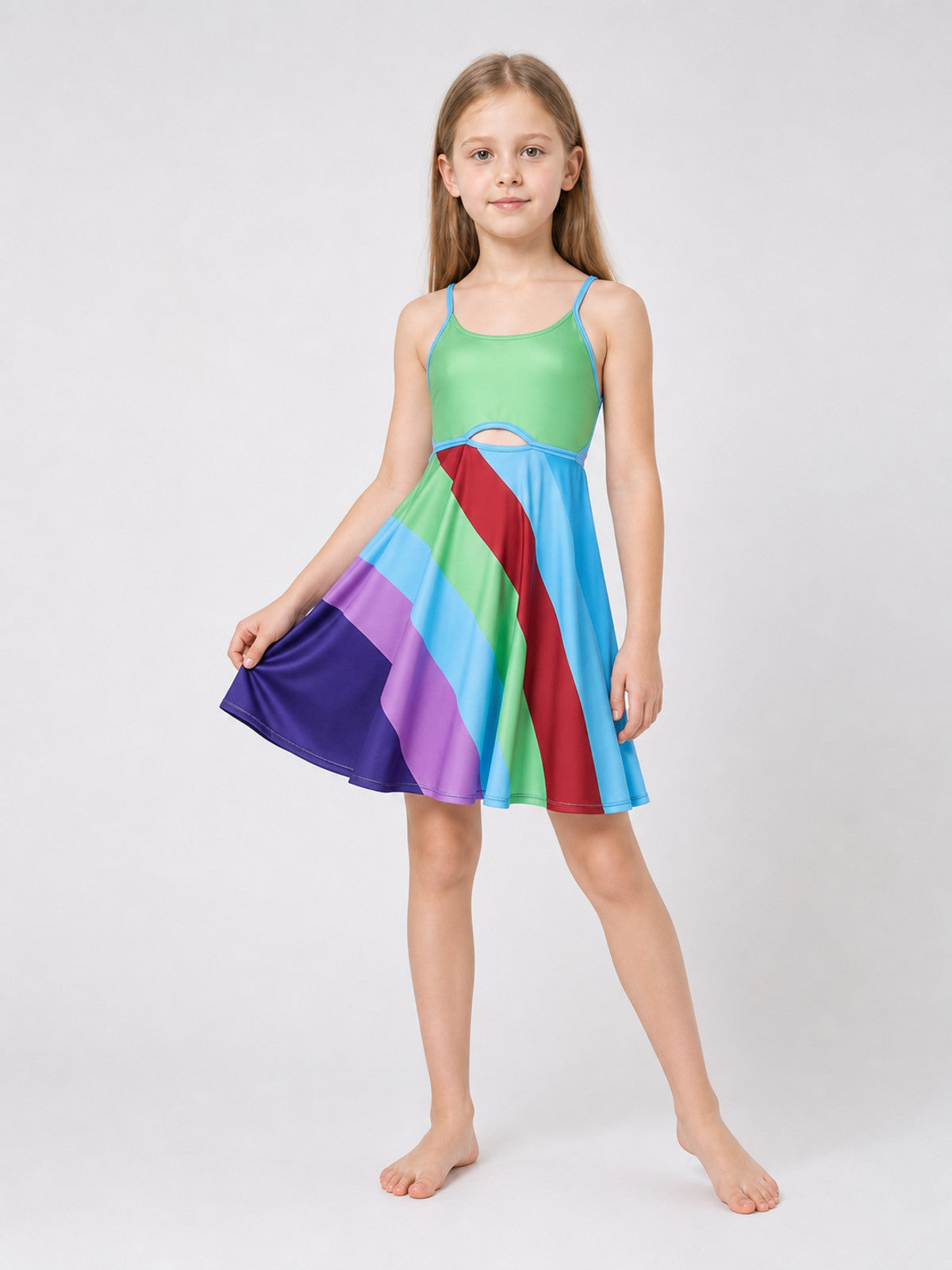 Cosplay Dress with Colorful Inserts and Cutout Costume Dresses detail