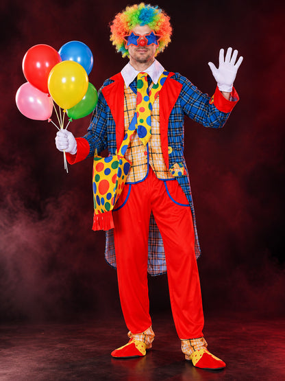 Bright Clown Costume with Wig, Clown Nose, and Gloves