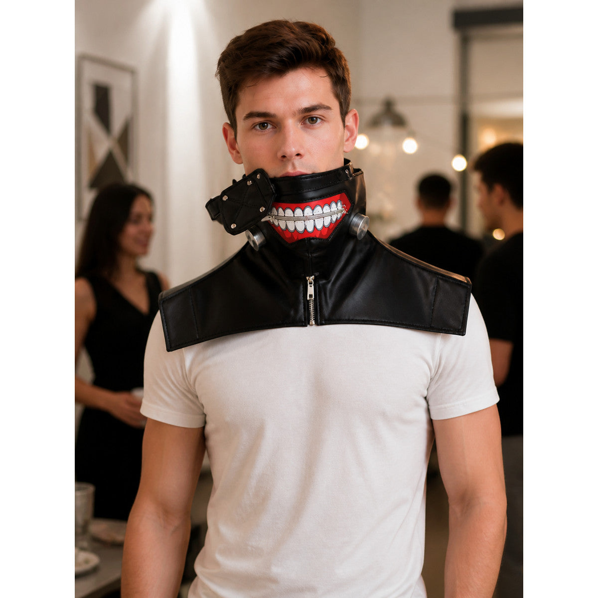 Halloween Cosplay Mask with Red-and-White Teeth lifestyle view