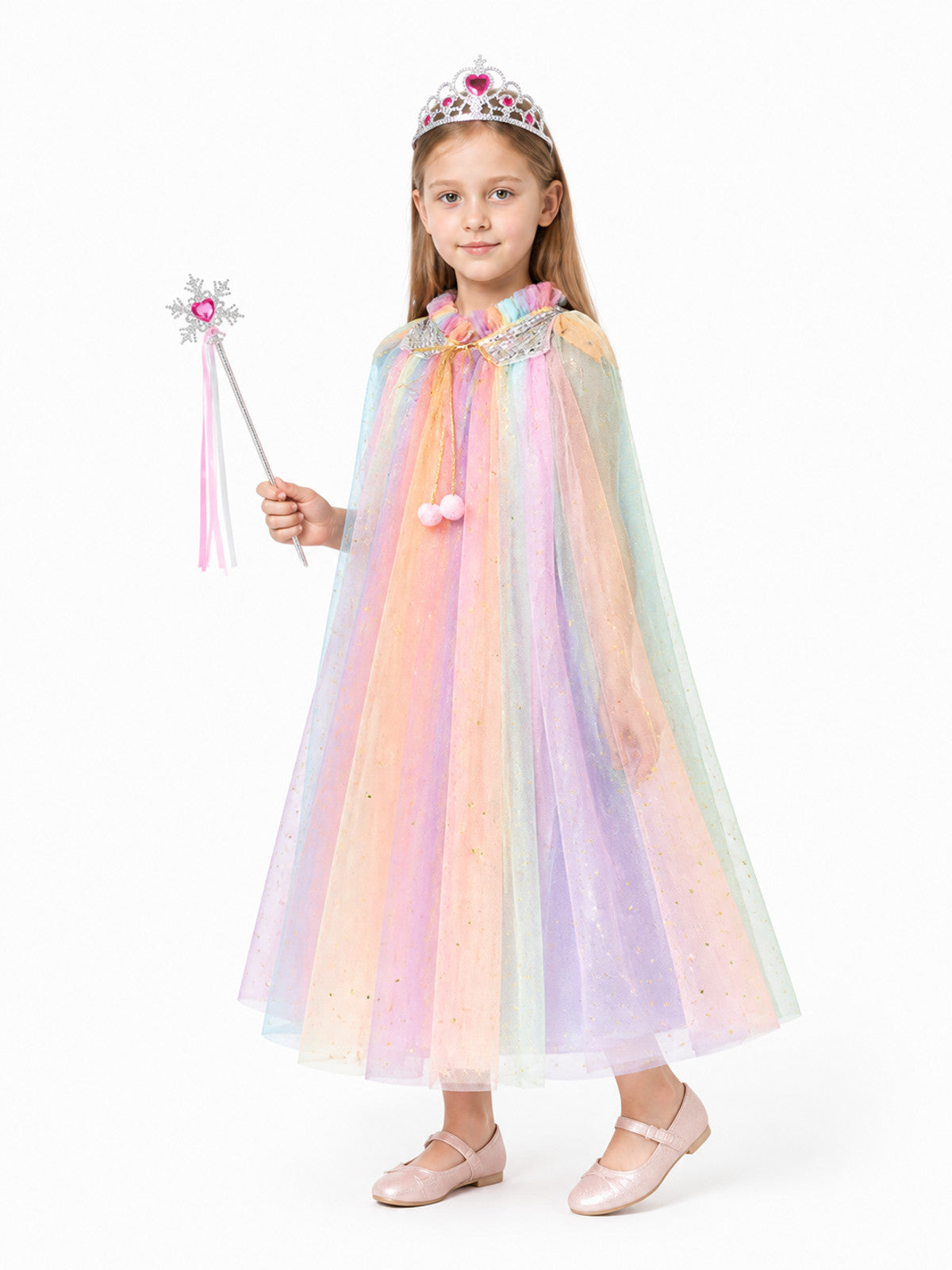 Children's Cape with Crown and Magic Wand Costume Capes detail