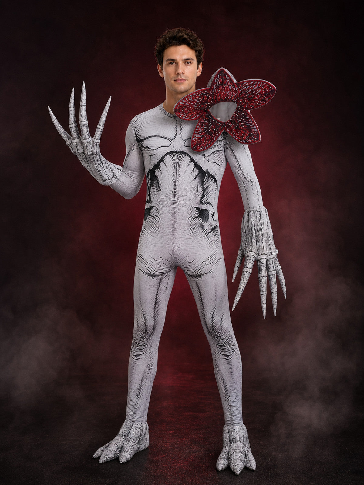 Monster Hooded Jumpsuit Halloween Costume Set with Mask, Claw Gloves and Foot main product view