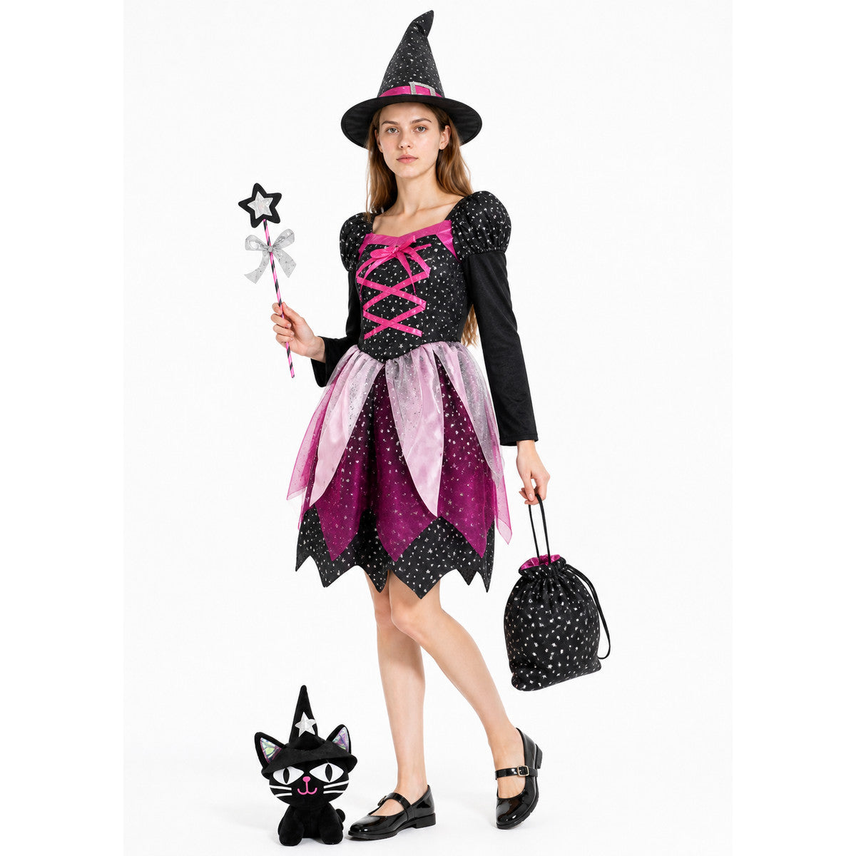 Witch Costume with Dress, Hat, and Wand Costume Dresses detail