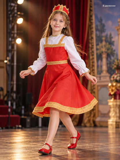 Children's Stage Costume with Red Dress and Crown lifestyle view