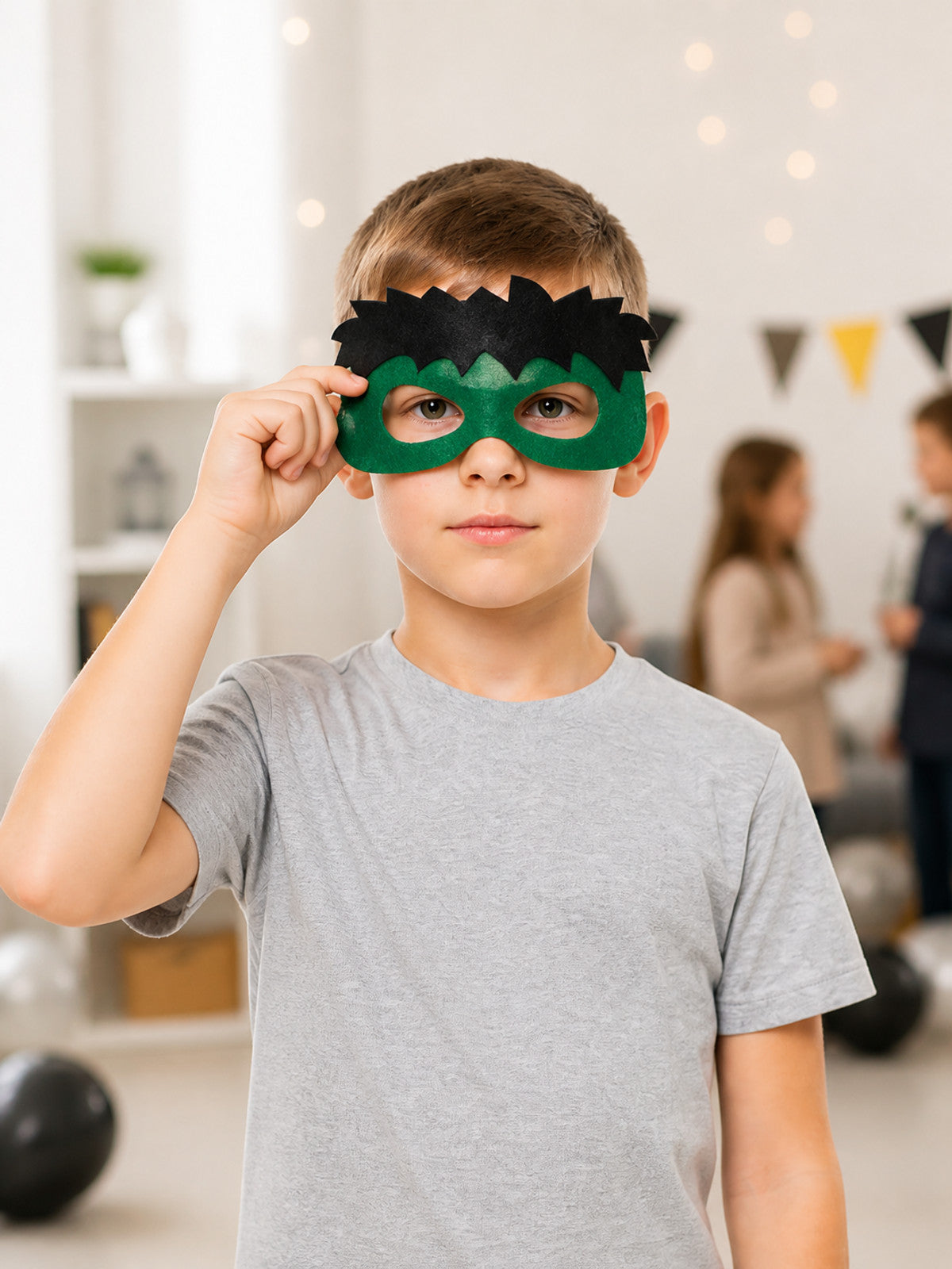 Green and Black Carnival Mask for Halloween and Cosplay lifestyle view