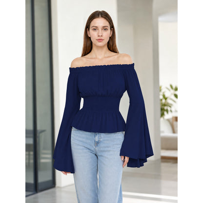 Off-the-Shoulder Blouse with Flared Sleeves lifestyle view