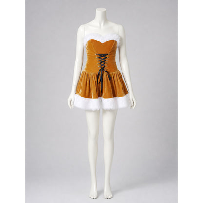 Christmas Costume: Gold Dress with Fur Trim