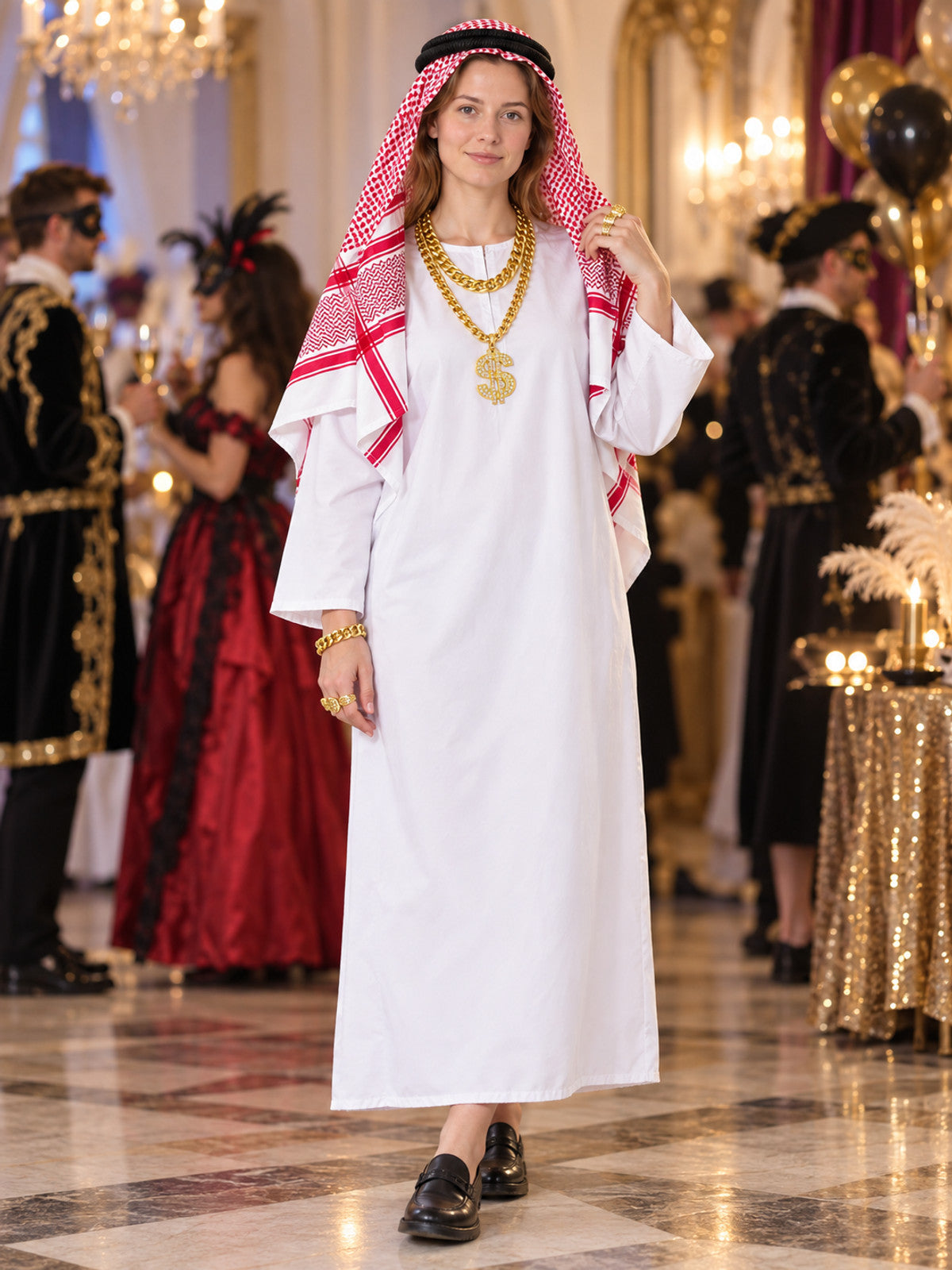 Arabian-Style Carnival Costume with Shirt and Headscarf