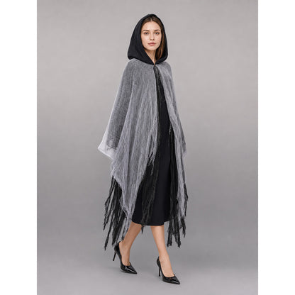 Gray-Black Carnival Cloak with Hood