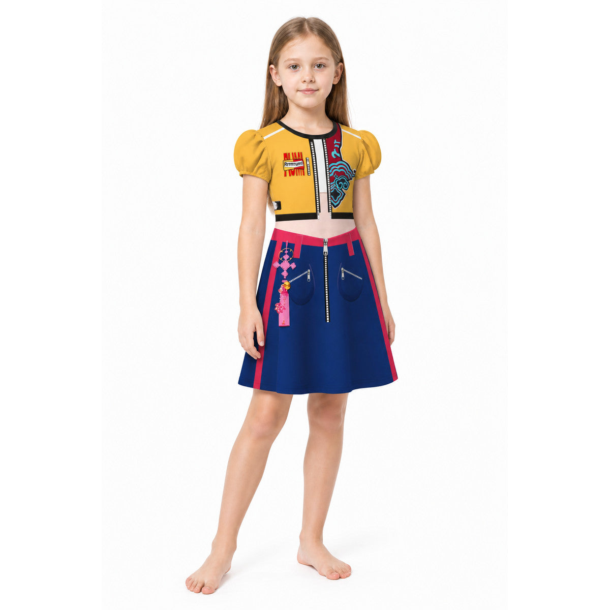 Halloween Costume Dress with Print and Zipper