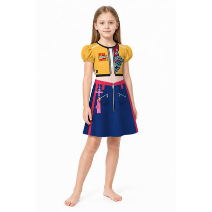 Halloween Costume Dress with Print and Zipper