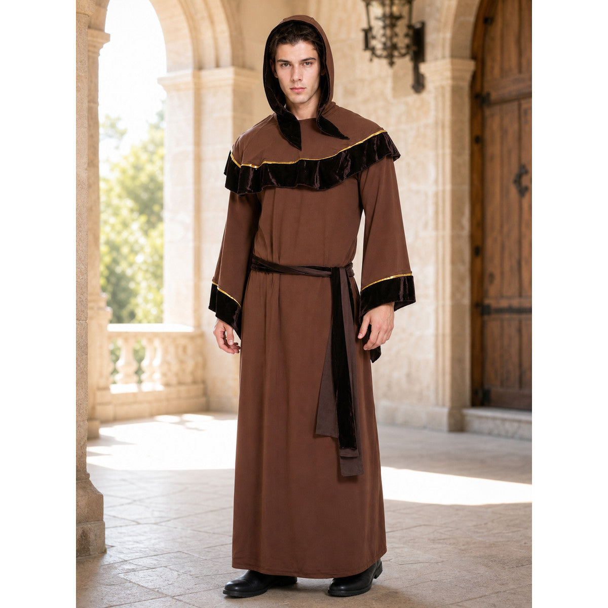 Wizard robe costume with hood and belt lifestyle view