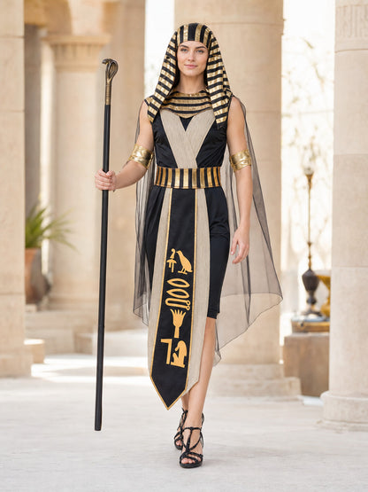 Egyptian Pharaoh Costume with Staff for Cosplay
