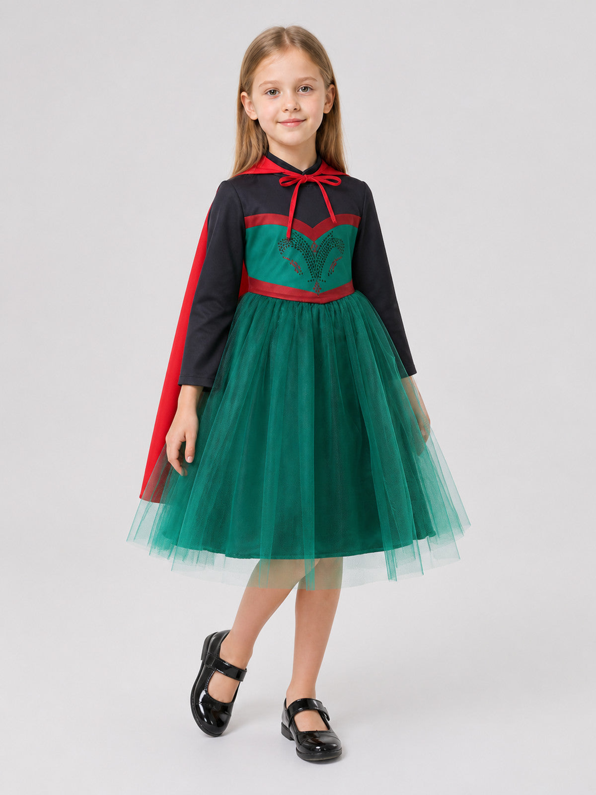 Anna Cosplay Dress, Green, Full Skirt, Cape Costume Dresses detail