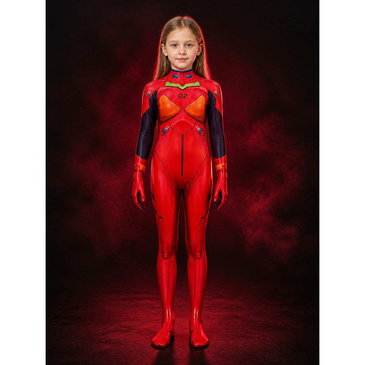EVA-Style Red, Orange And Black Full-Body Bodysuit Cosplay Costume main product view