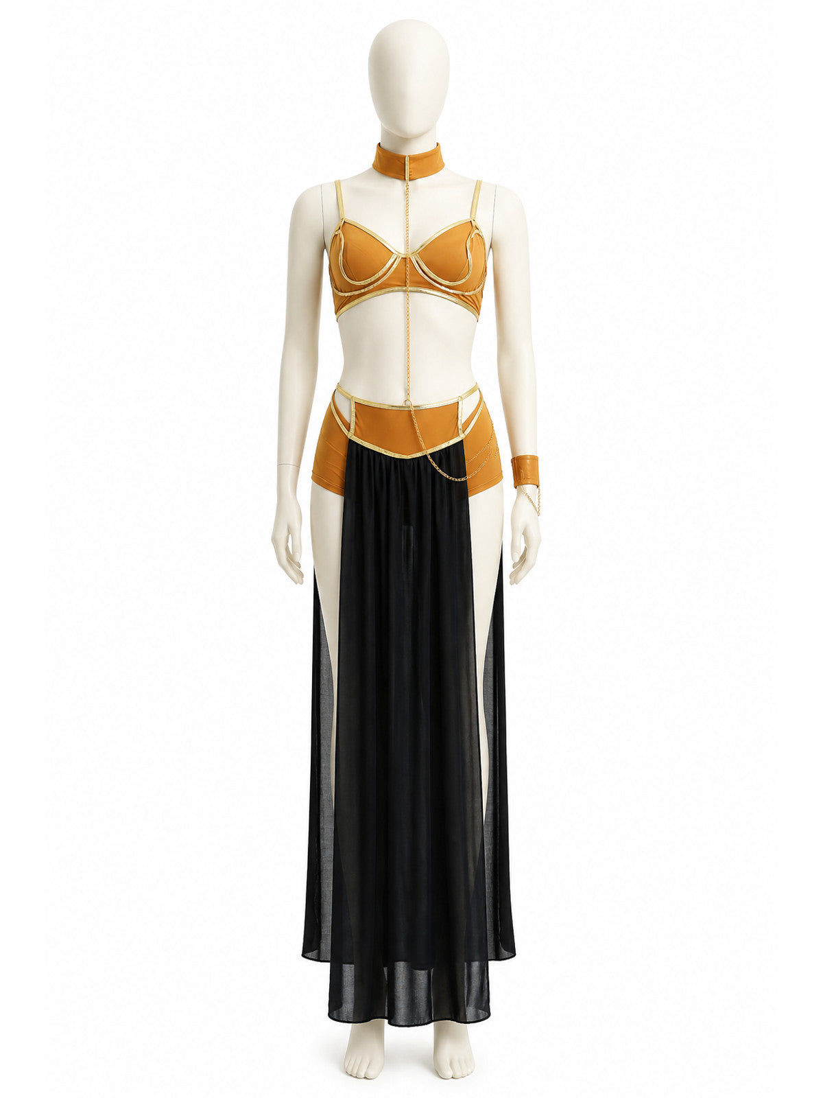 Cleopatra Costume with Gold Chains and Black Skirt Costumes detail