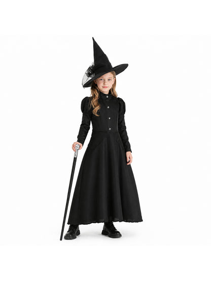 Black witch costume with a pointed hat for masquerades