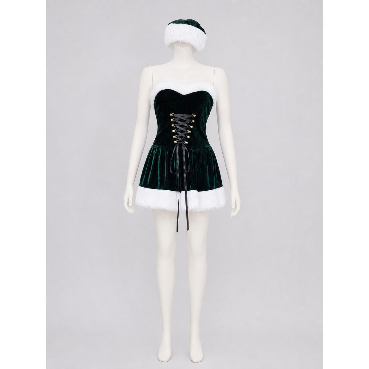 Festive cosplay dress with white trim