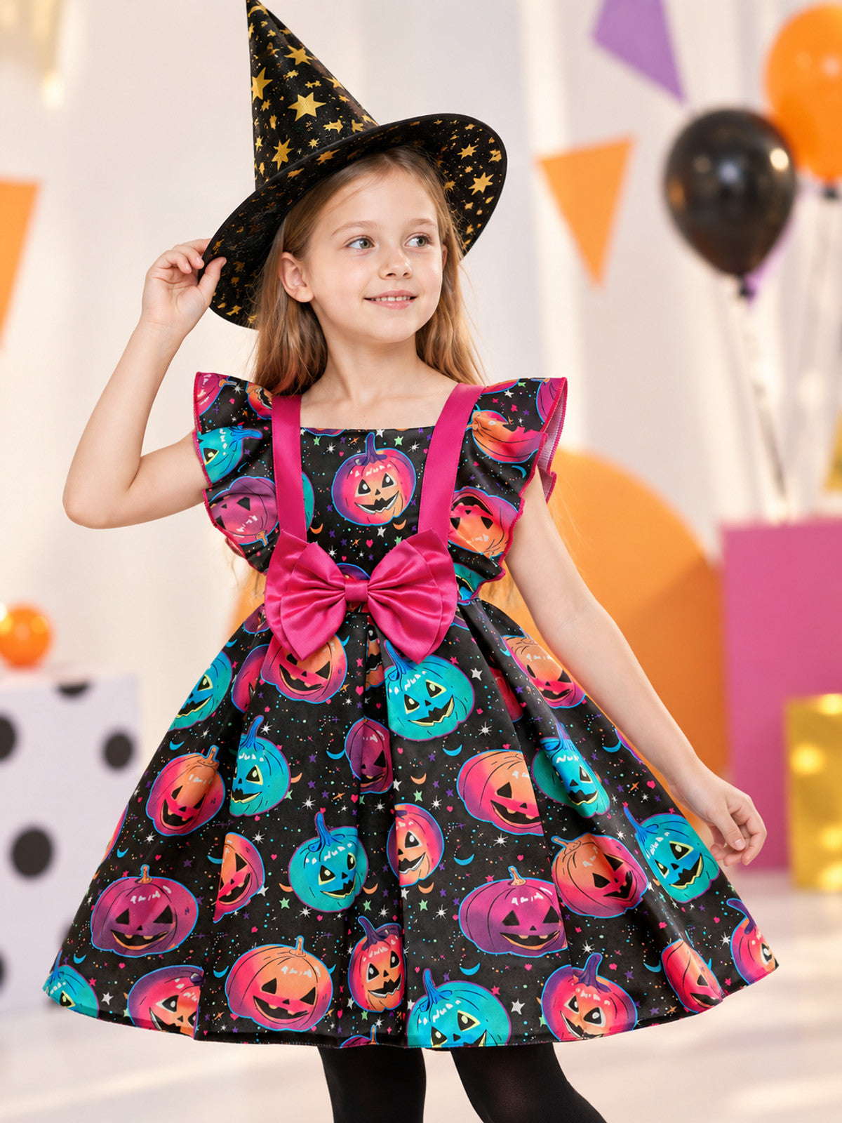 Halloween Carnival Dress with Hat and Bow
