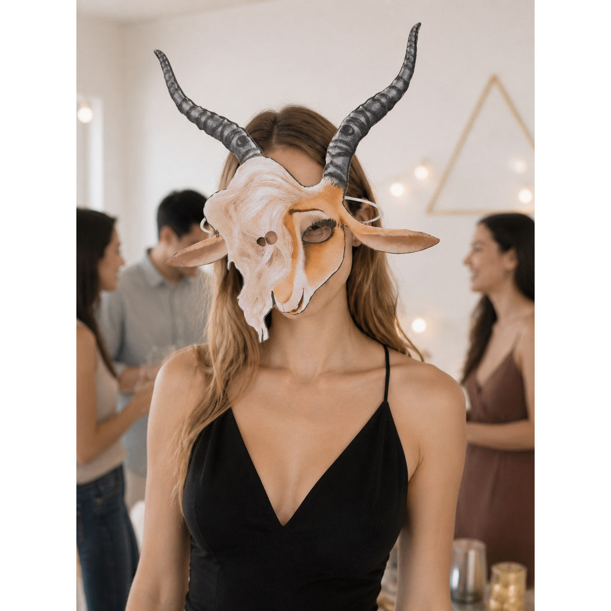 Carnival Mask with Horns and Ears for Halloween and Cosplay lifestyle view