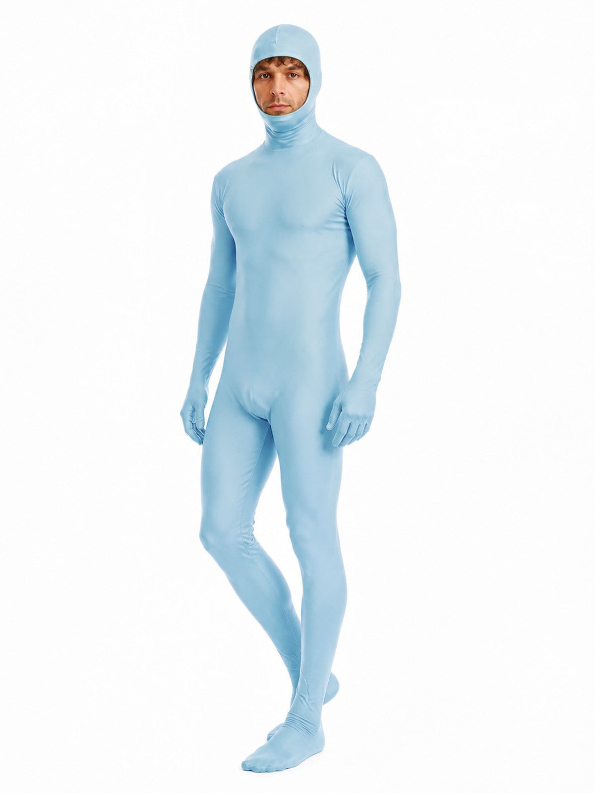 Light Blue Zentai Bodysuit with Hood product detail 2