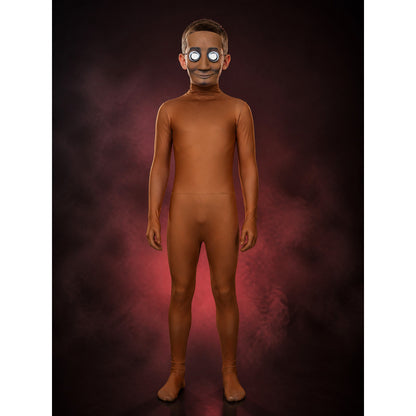 Brown Full Body Jumpsuit Costume with Face Mask, Long Sleeve Halloween Cosplay main product view