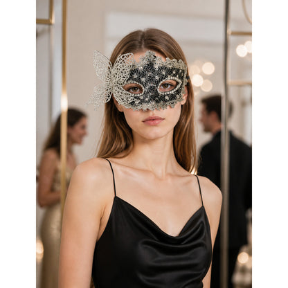 Multicolored Sequin Carnival Mask for Halloween lifestyle view