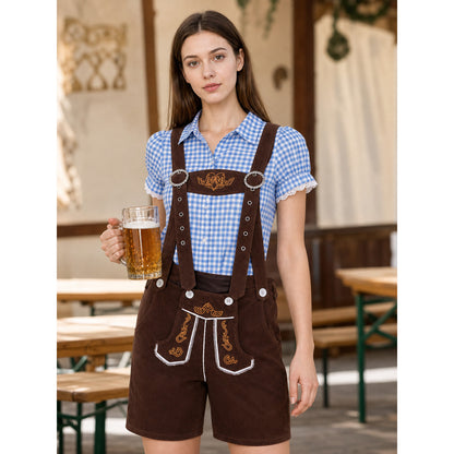 Folk-Style Set: Shirt and Suspender Shorts lifestyle view