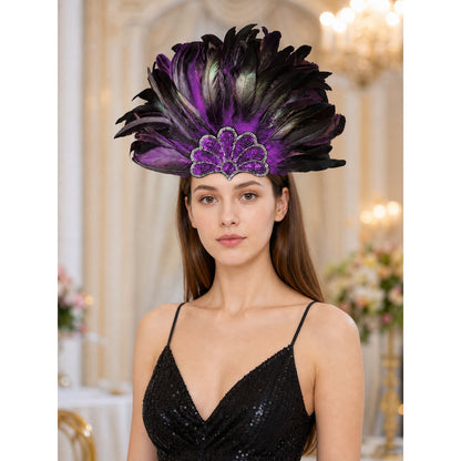 Carnival Headpiece with Purple Feathers lifestyle