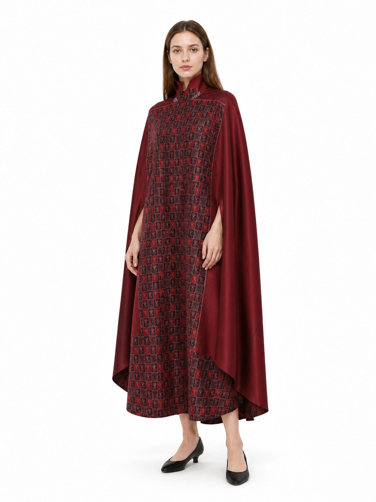 Red Superhero Cape with Plaid Pattern
