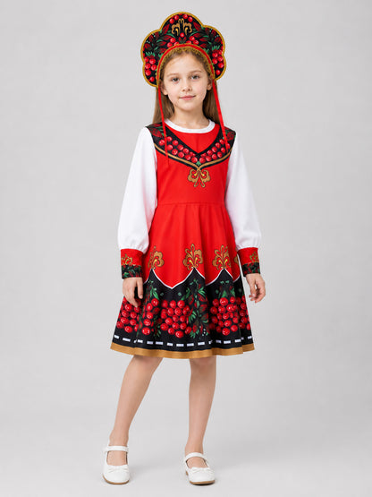 Children’s Retro Costume: Dress, Blouse, and Headwear product detail