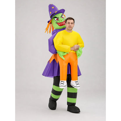 Inflatable Witch Costume with USB Fan on-model walking view