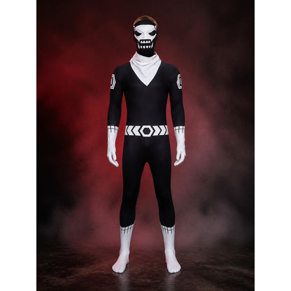Black and White Skeleton Bodysuit Costume with Skull Face Print, Halloween main product view