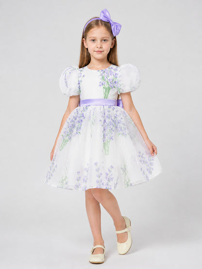 Girls’ Princess Dress with Puff Sleeves and a Bow product detail