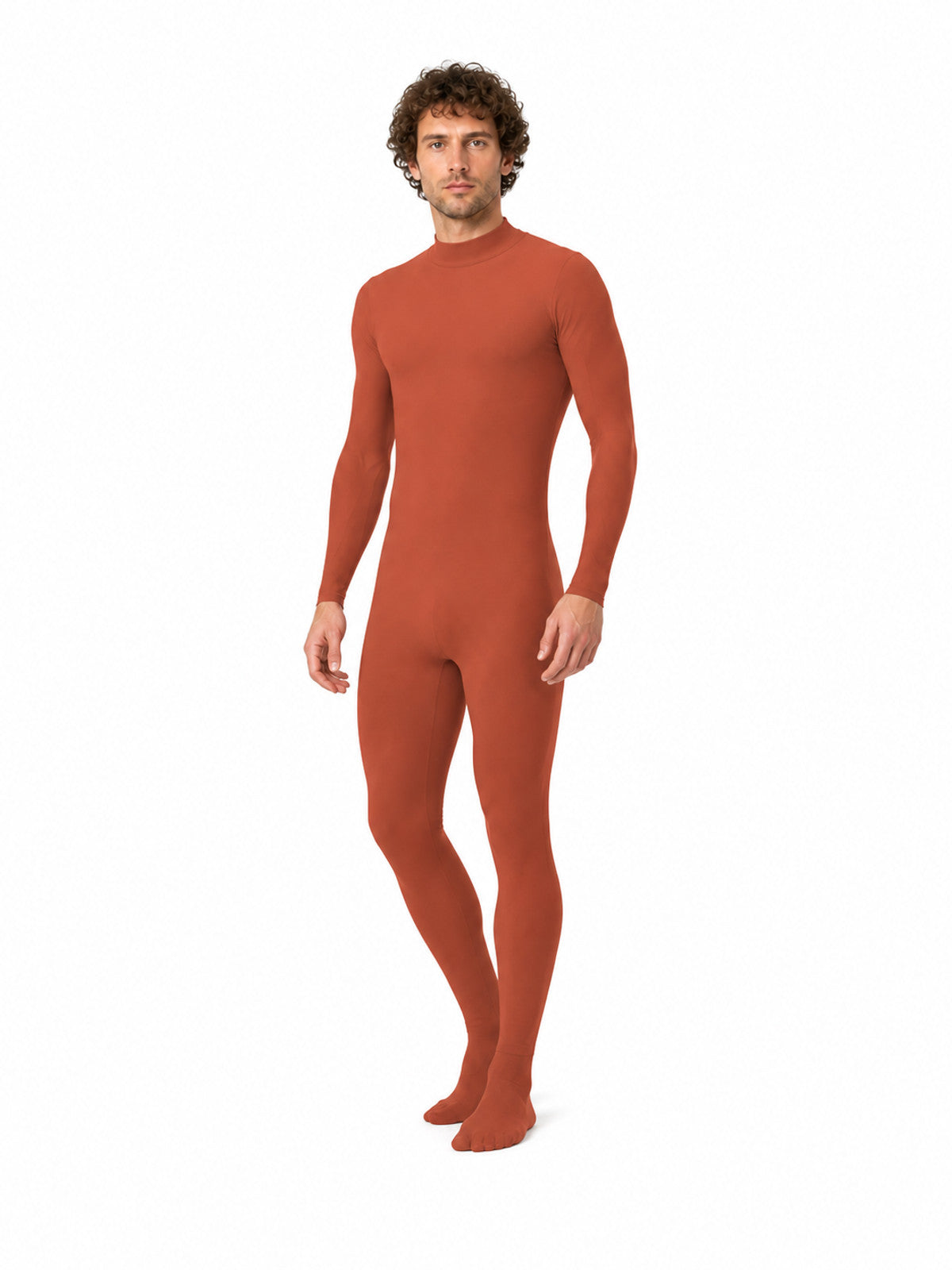 Red Form-Fitting Jumpsuit with High Collar product detail