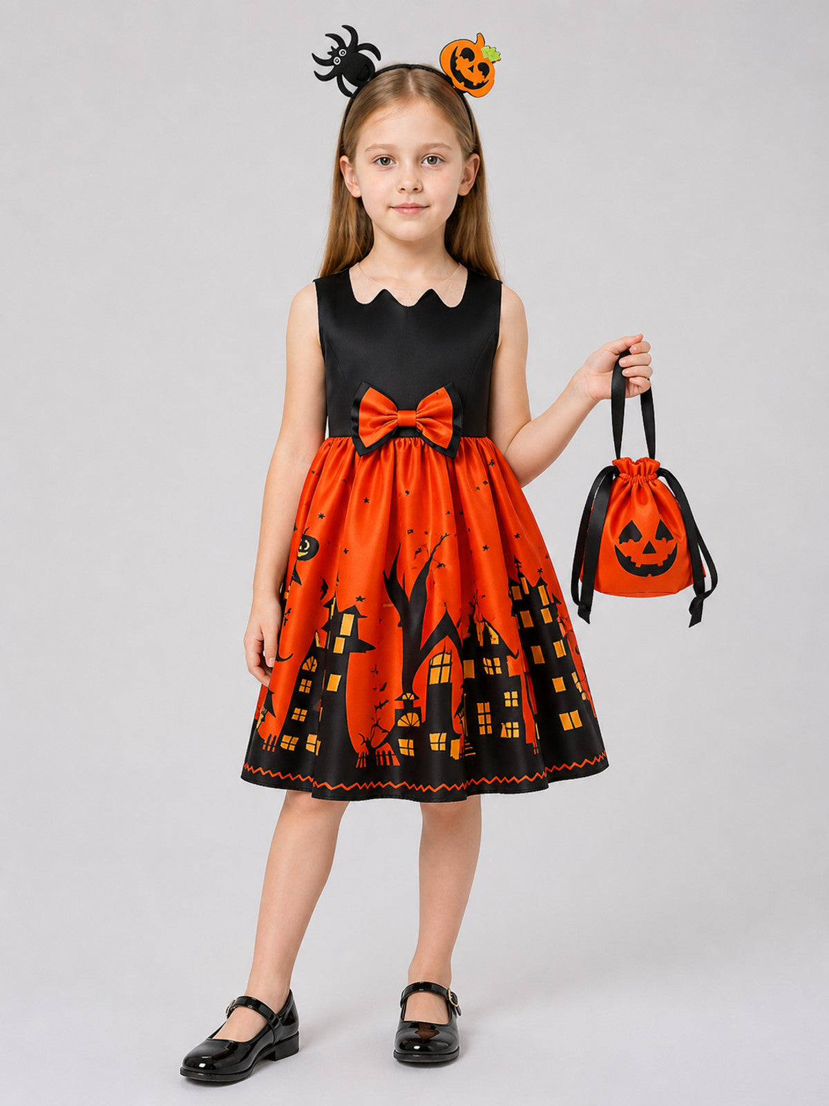 Children’s Halloween Dress, A-Line, with Bag and Headband product detail
