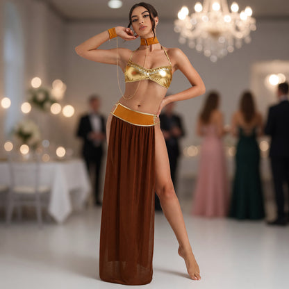 Two-Piece Stage Costume with Gold Chains