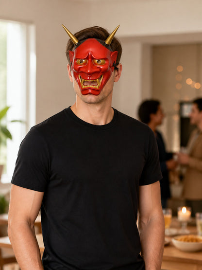 Carnival Headpiece with Red Demon Horns lifestyle view
