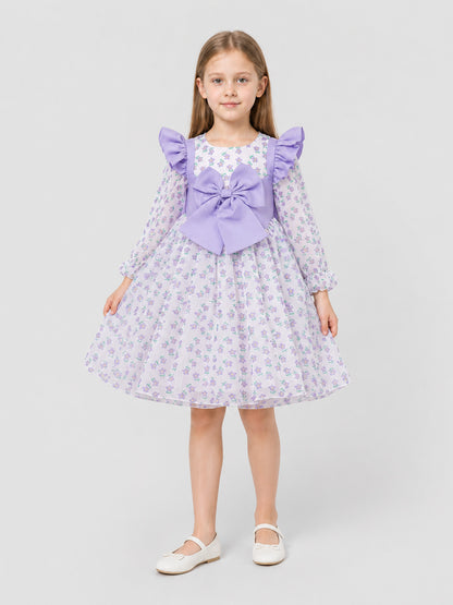 Children's princess dress with floral print and bow Costume Dresses detail