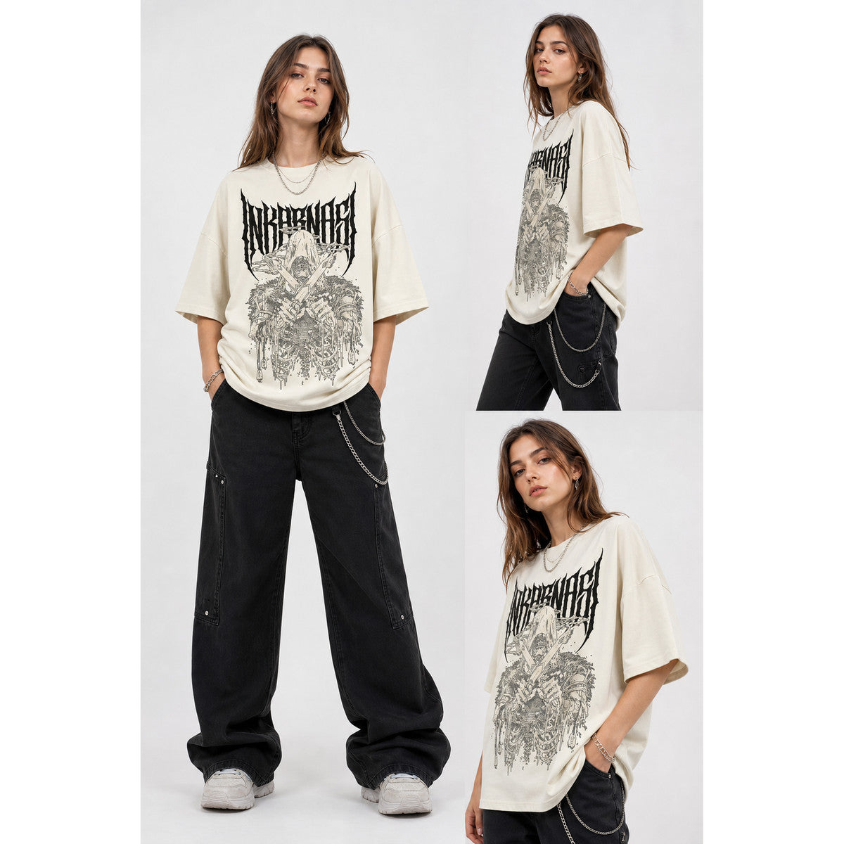 Oversized Skull T-Shirt, Cotton, Unisex lifestyle view