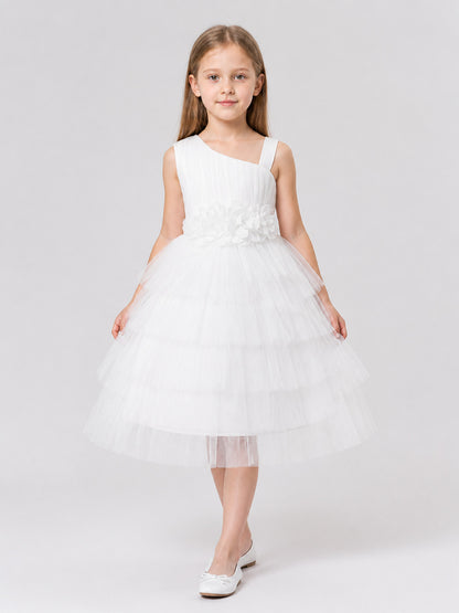 White Girls’ Dress with a Full Tulle Skirt product detail