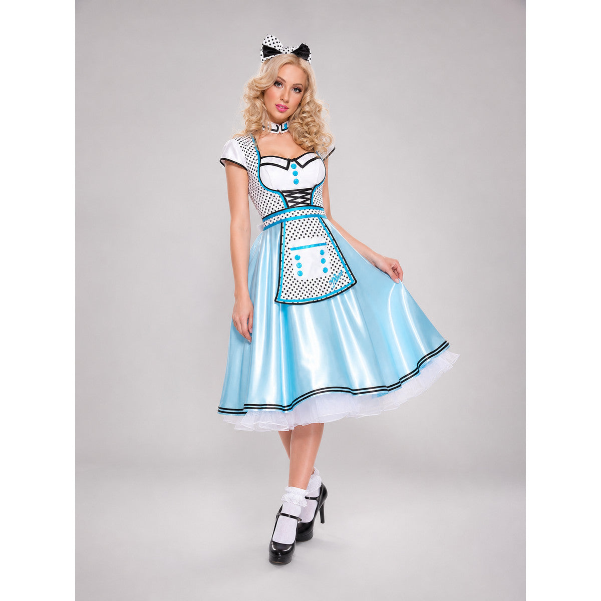 Alice Costume Dress, Black-and-White Apron, Decorative Detail