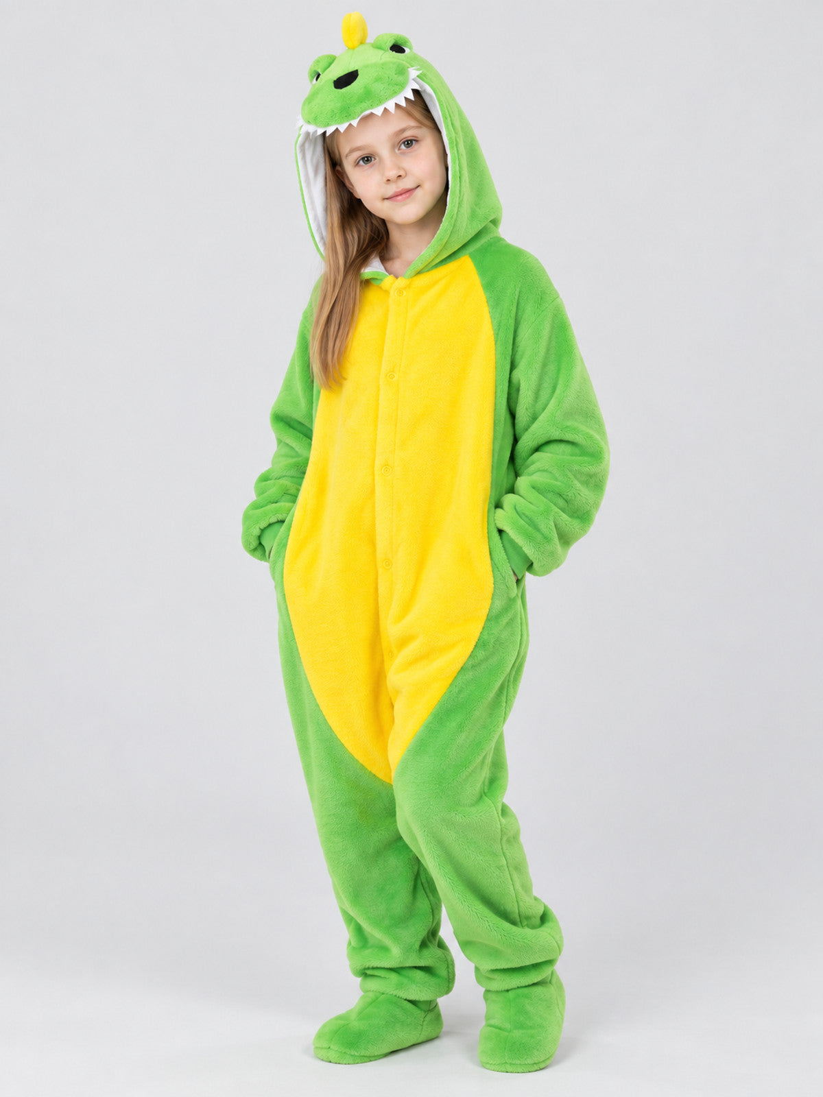 Green Dinosaur Hooded Pajama Jumpsuit